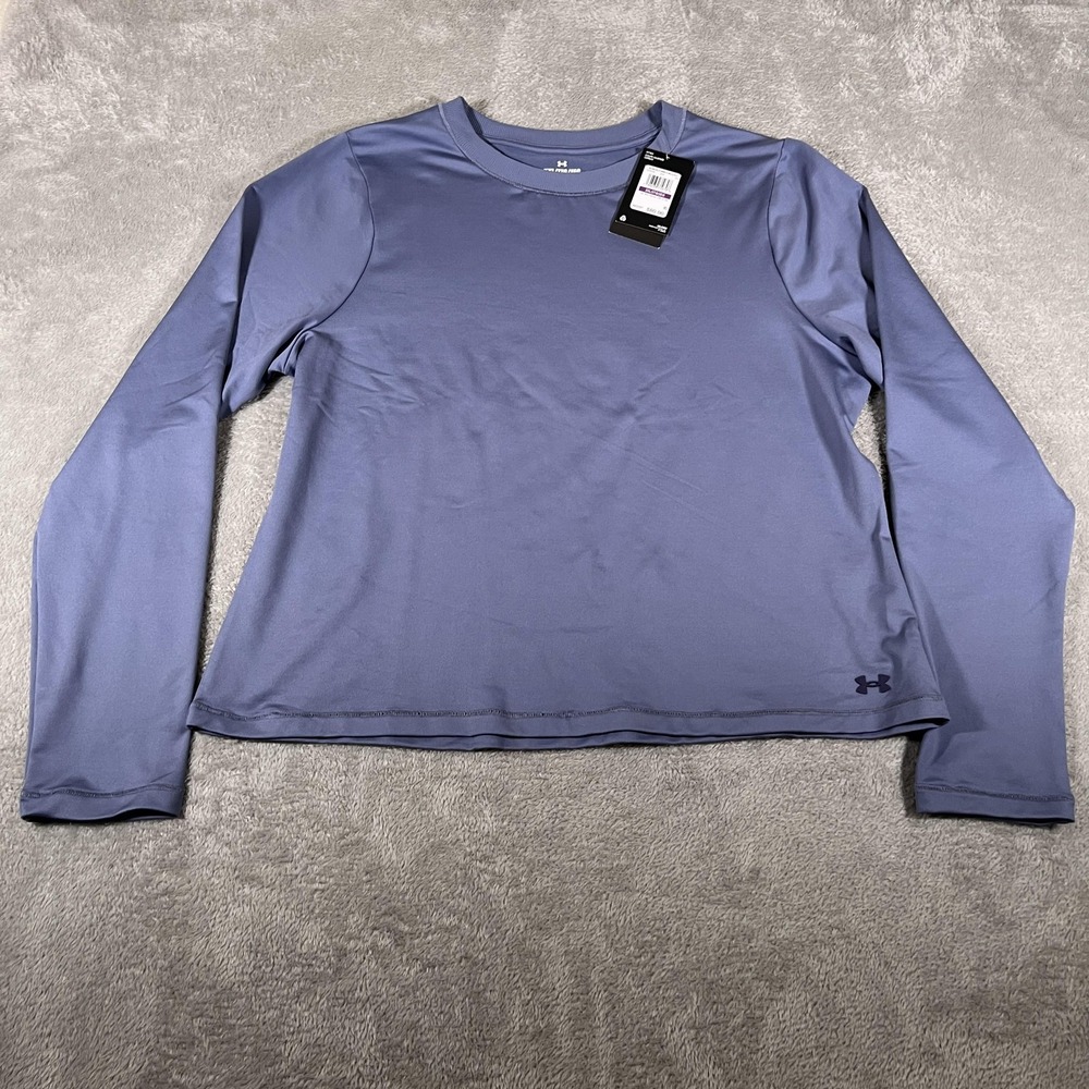 Under Armour Shirt Womens 2XL Blue UA Meridian CW Crew Long Sleeve Fitted NWT